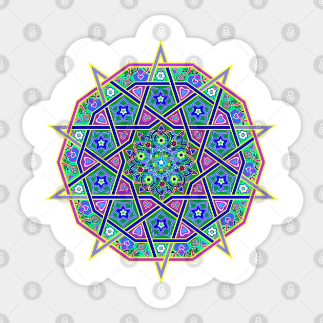 Fantasy oriental mandala pattern Sticker by Artist Natalja Cernecka